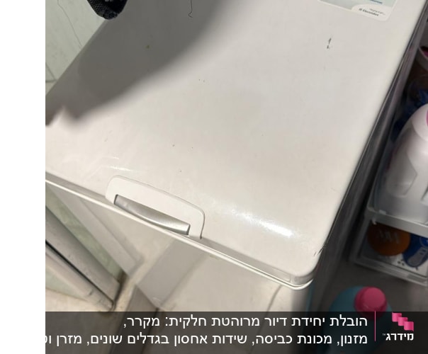 מכונת כביסה עם חומרי ניקוי ליד